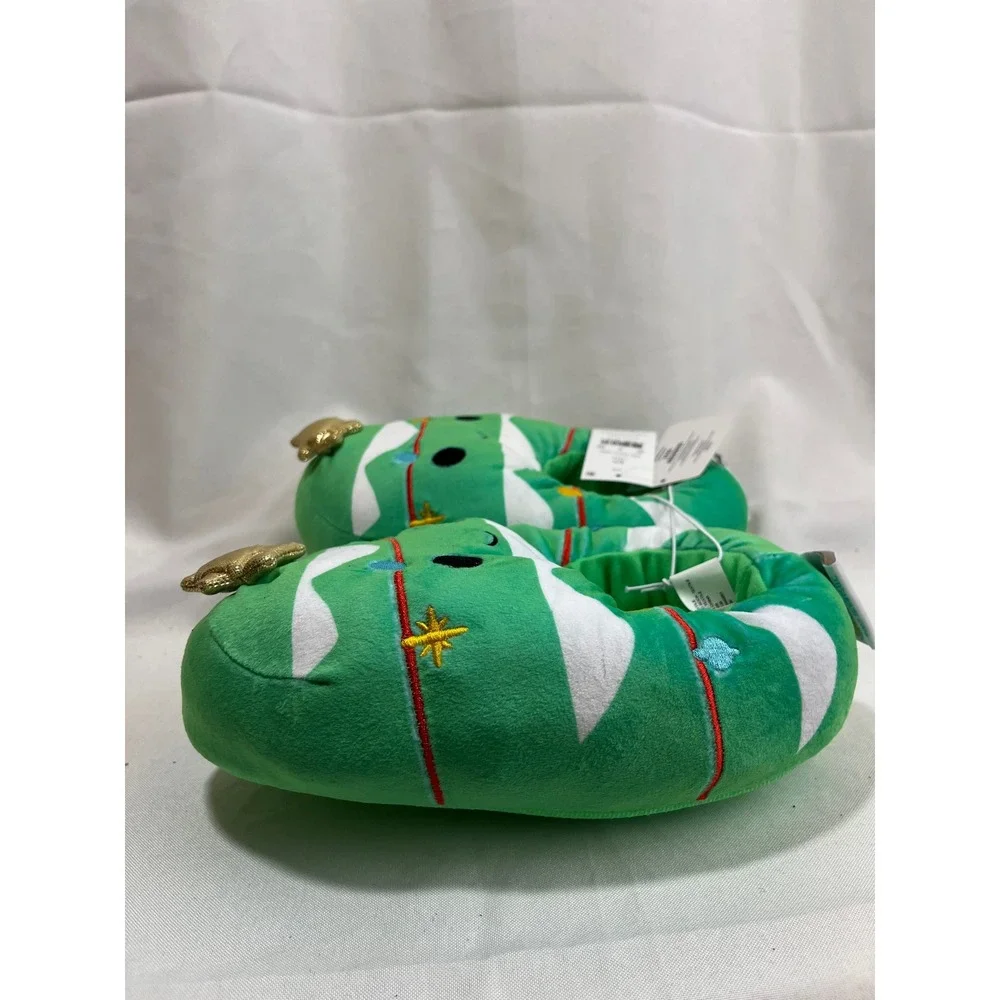 Squishmallows Christmas Tree Plush Slippers Green Holiday Kids‎ Size 4/5 NEW